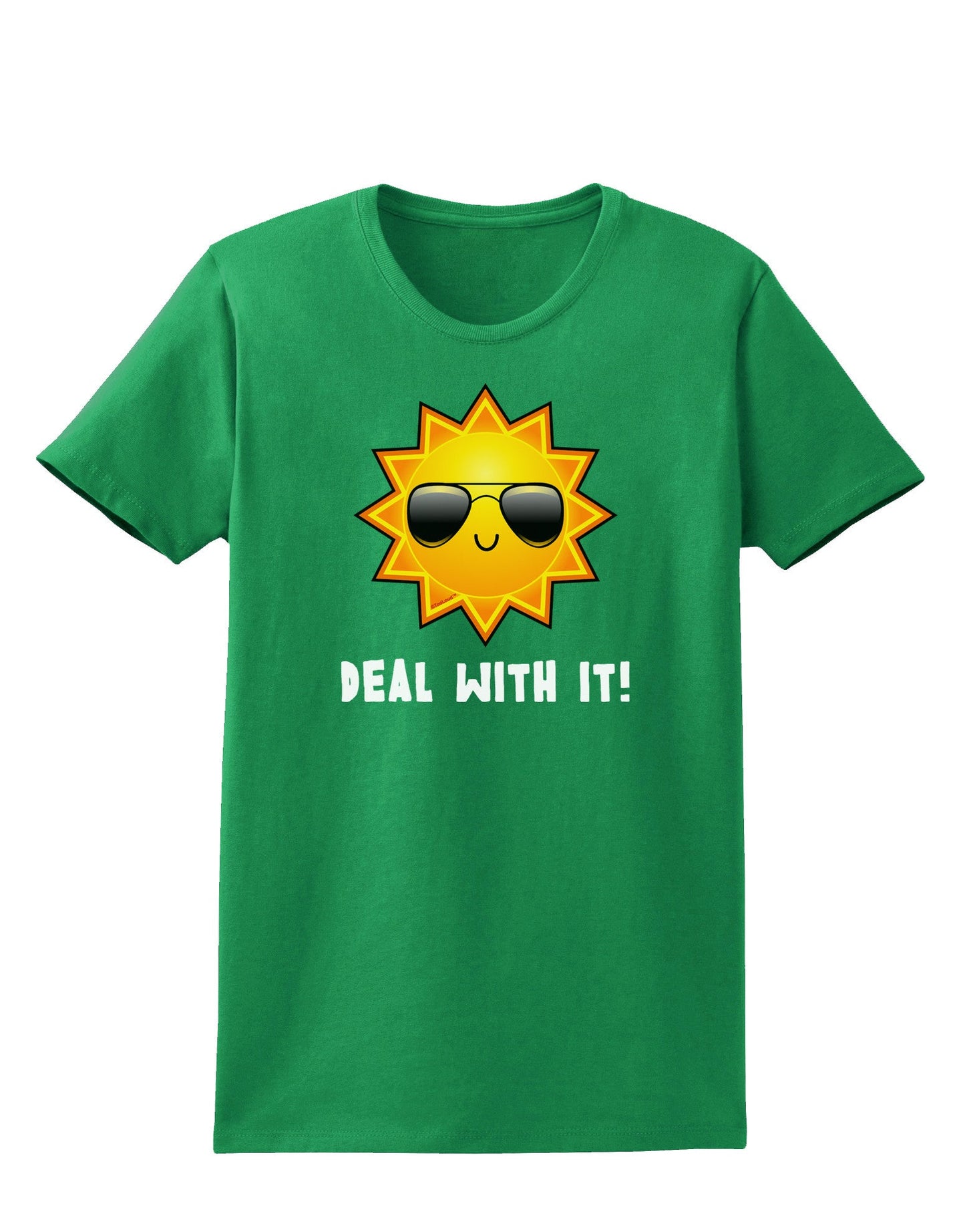 Deal With It Cute Sun Womens Dark T-Shirt-TooLoud-Kelly-Green-X-Small-Davson Sales