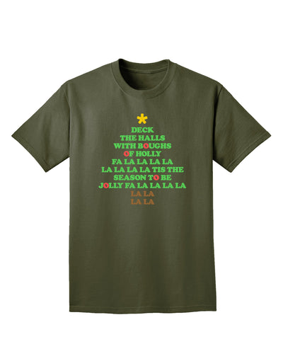 Deck the Halls Lyrics Christmas Tree Adult Dark T-Shirt-Mens T-Shirt-TooLoud-Military-Green-Small-Davson Sales