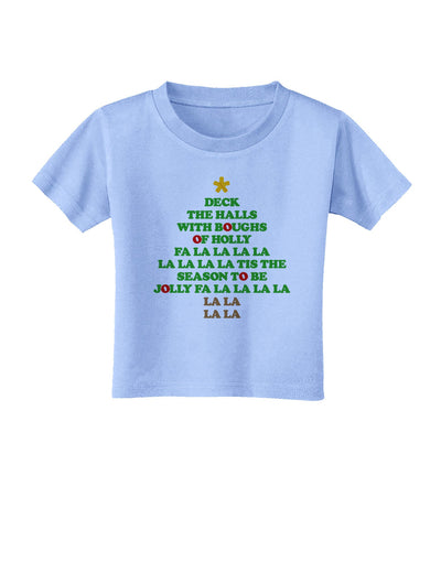 Deck the Halls Lyrics Christmas Tree Toddler T-Shirt-Toddler T-Shirt-TooLoud-Aquatic-Blue-2T-Davson Sales