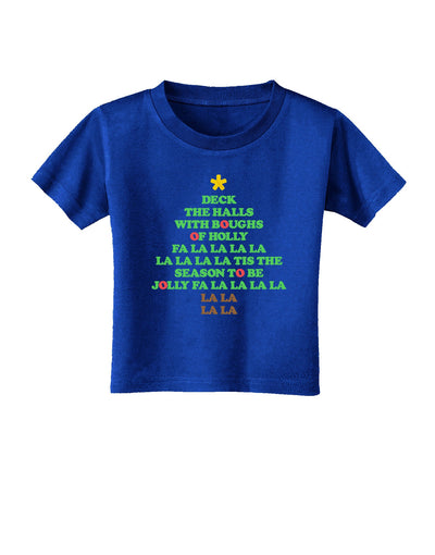 Deck the Halls Lyrics Christmas Tree Toddler T-Shirt Dark-Toddler T-Shirt-TooLoud-Red-2T-Davson Sales