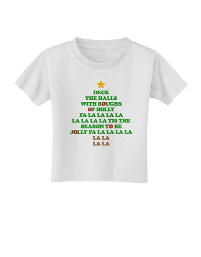 Deck the Halls Lyrics Christmas Tree Toddler T-Shirt-Toddler T-Shirt-TooLoud-White-2T-Davson Sales