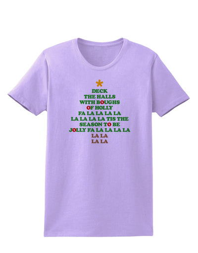 Deck the Halls Lyrics Christmas Tree Womens T-Shirt-Womens T-Shirt-TooLoud-Lavender-X-Small-Davson Sales