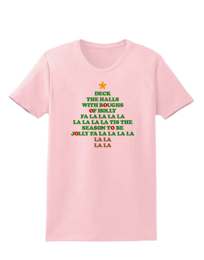 Deck the Halls Lyrics Christmas Tree Womens T-Shirt-Womens T-Shirt-TooLoud-PalePink-X-Small-Davson Sales