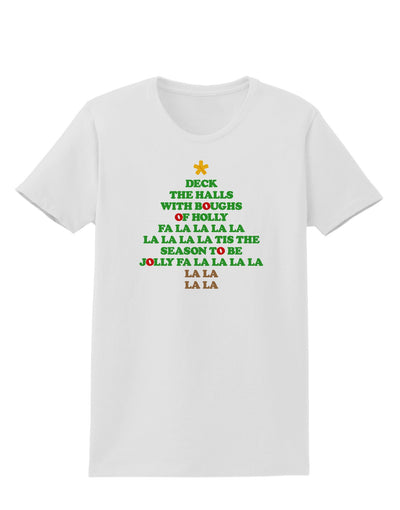 Deck the Halls Lyrics Christmas Tree Womens T-Shirt-Womens T-Shirt-TooLoud-White-X-Small-Davson Sales