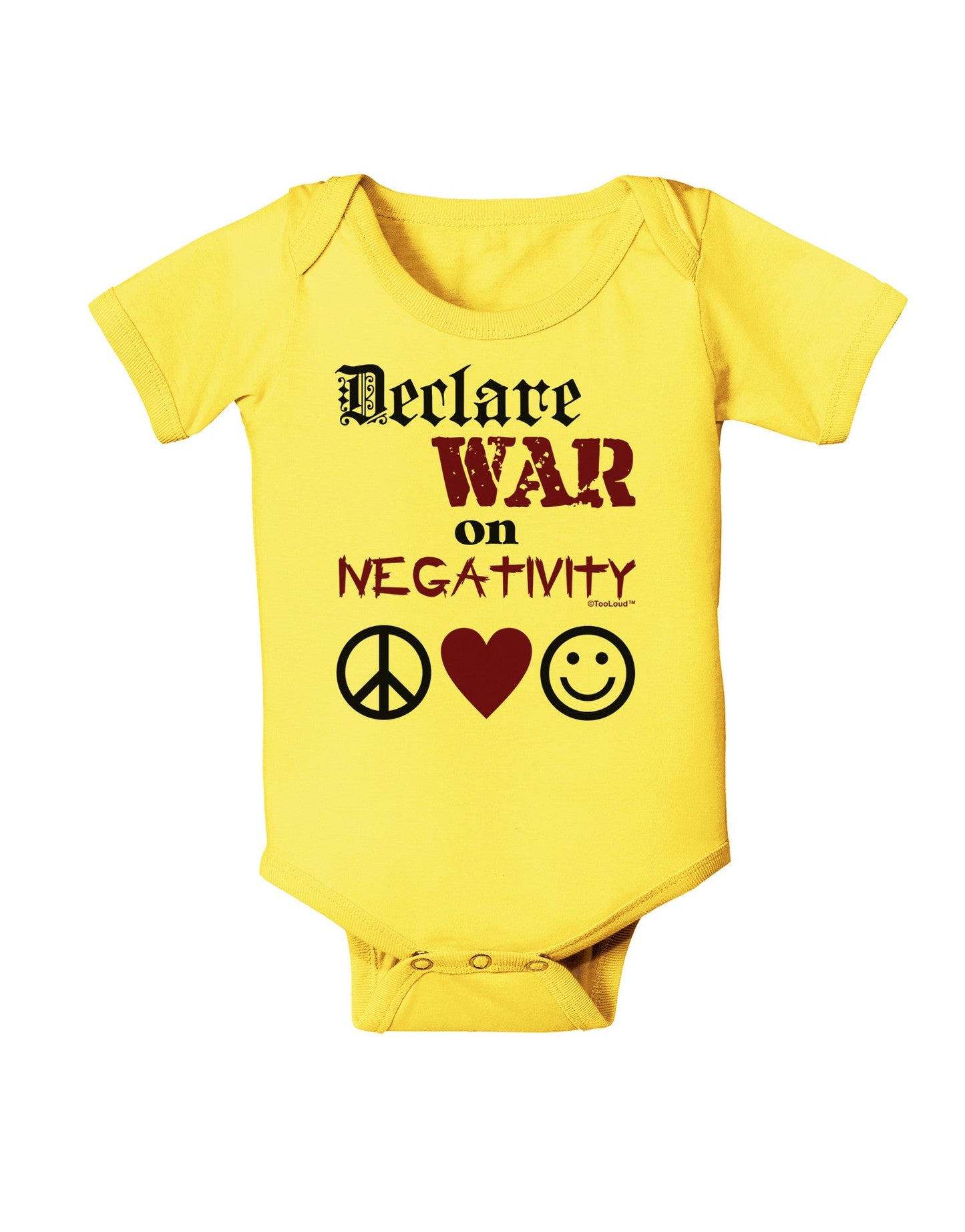 Declare War on Negativity Baby Romper Bodysuit by-Baby Romper-TooLoud-Yellow-06-Months-Davson Sales