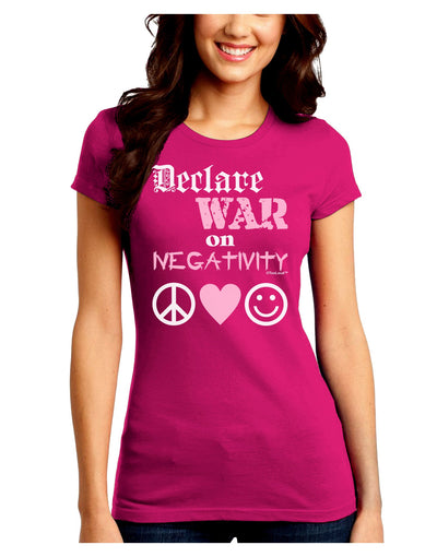 Declare War on Negativity Juniors Crew Dark T-Shirt-T-Shirts Juniors Tops-TooLoud-Hot-Pink-Juniors Fitted Small-Davson Sales