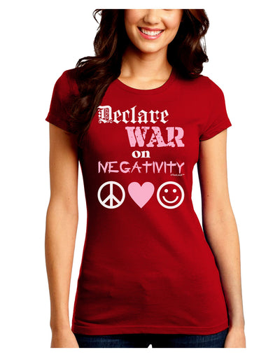 Declare War on Negativity Juniors Crew Dark T-Shirt-T-Shirts Juniors Tops-TooLoud-Red-Juniors Fitted Small-Davson Sales