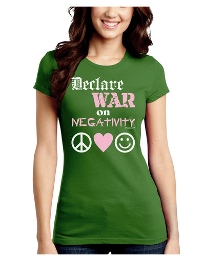 Declare War on Negativity Juniors Crew Dark T-Shirt-T-Shirts Juniors Tops-TooLoud-Kiwi-Green-Juniors Fitted Small-Davson Sales