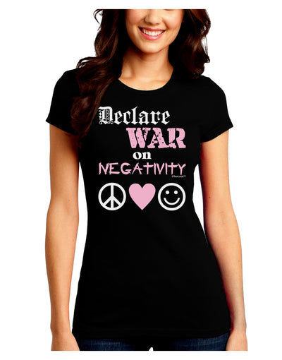 Declare War on Negativity Juniors Crew Dark T-Shirt-T-Shirts Juniors Tops-TooLoud-Black-Juniors Fitted Small-Davson Sales