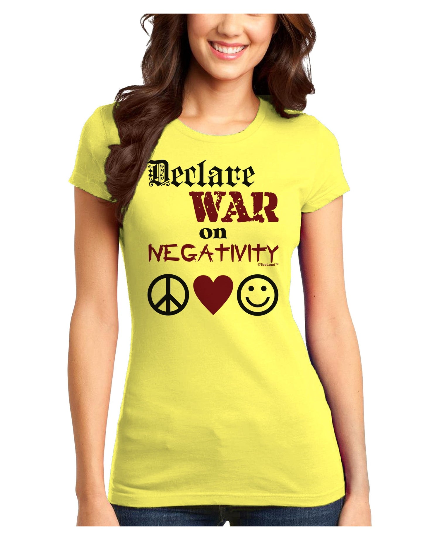 Declare War on Negativity Juniors T-Shirt-Womens Juniors T-Shirt-TooLoud-Yellow-Juniors Fitted X-Small-Davson Sales