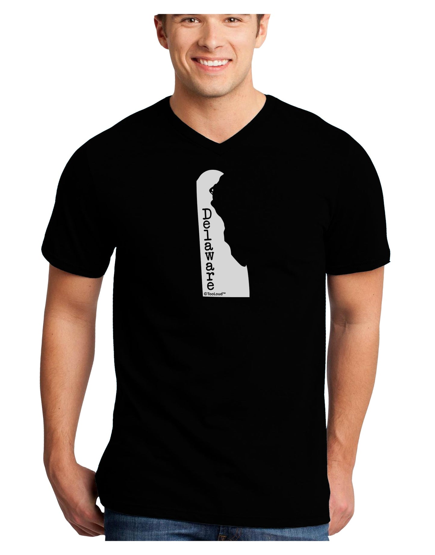 Delaware - United States Shape Adult Dark V-Neck T-Shirt by TooLoud-Mens V-Neck T-Shirt-TooLoud-Black-Small-Davson Sales