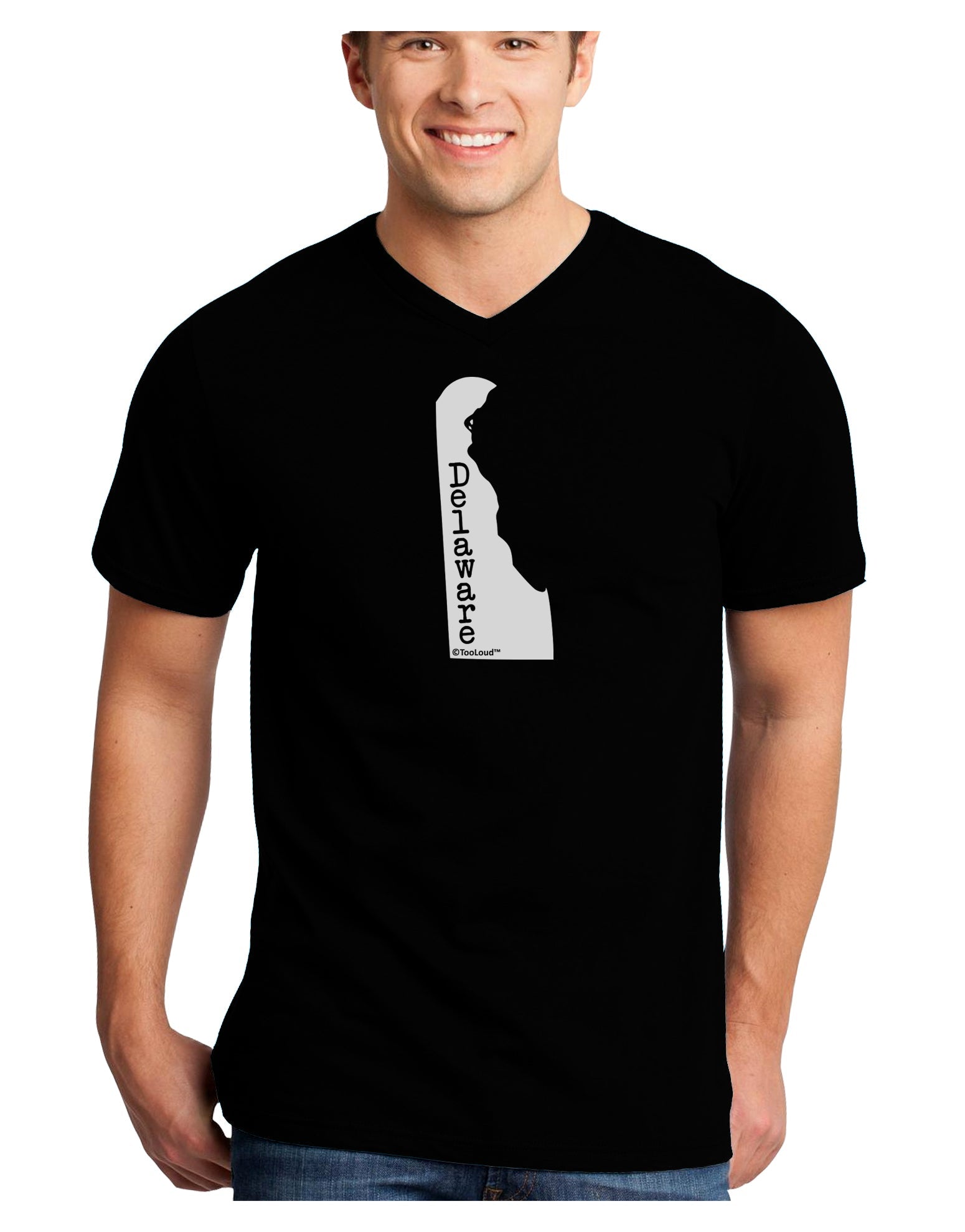 Delaware - United States Shape Adult Dark V-Neck T-Shirt by TooLoud-Mens V-Neck T-Shirt-TooLoud-Black-Small-Davson Sales