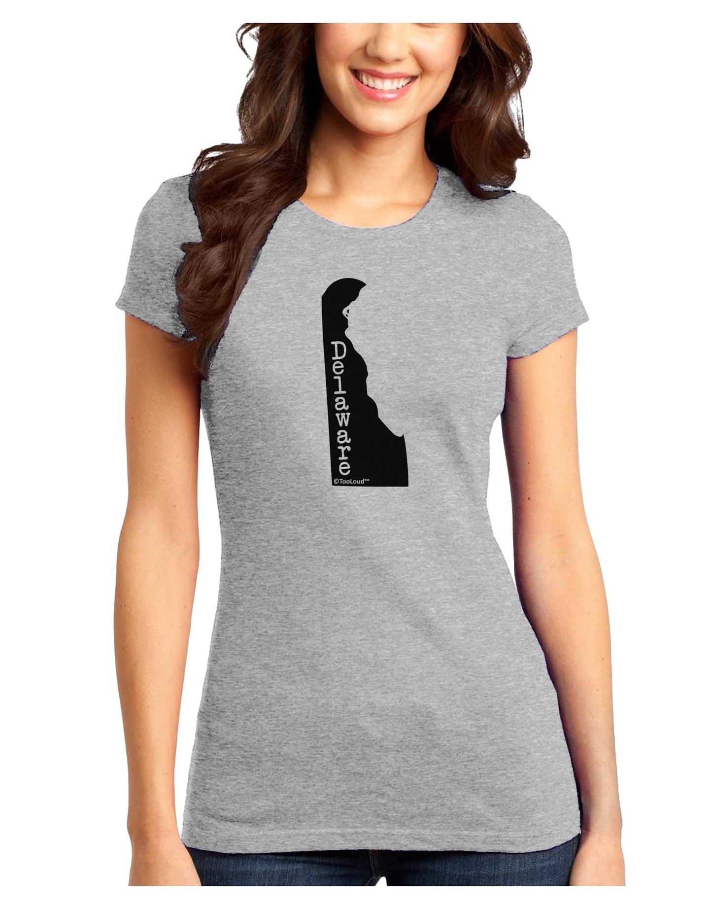 Delaware - United States Shape Juniors T-Shirt by TooLoud-Womens Juniors T-Shirt-TooLoud-Ash-Gray-Juniors Fitted X-Small-Davson Sales