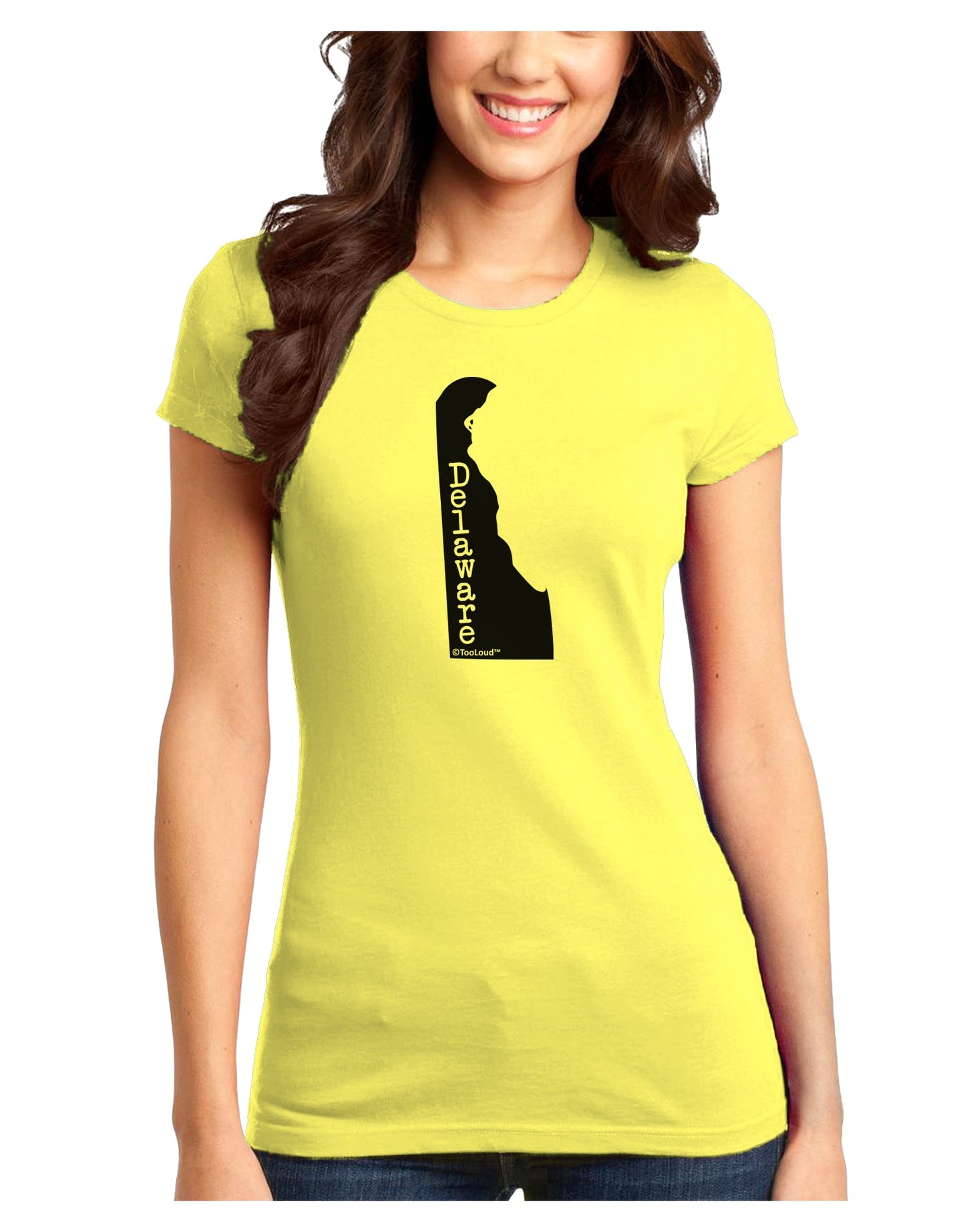 Delaware - United States Shape Juniors T-Shirt by TooLoud-Womens Juniors T-Shirt-TooLoud-Yellow-Juniors Fitted X-Small-Davson Sales