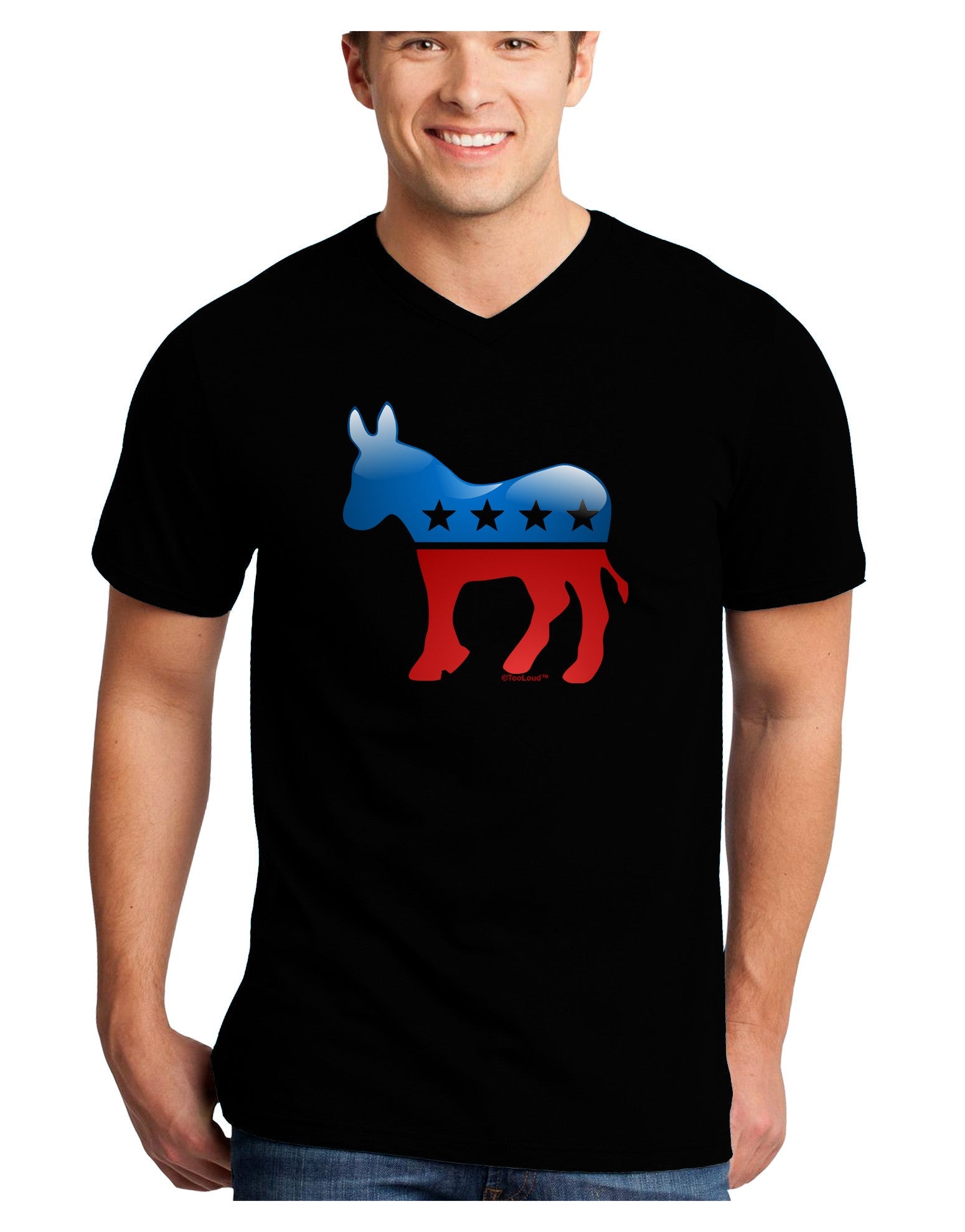 Democrat Bubble Symbol Adult Dark V-Neck T-Shirt-TooLoud-Black-Small-Davson Sales