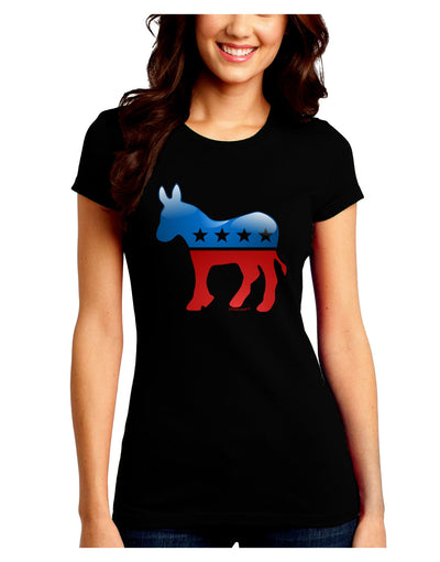 Democrat Bubble Symbol Juniors Petite Crew Dark T-Shirt-T-Shirts Juniors Tops-TooLoud-Black-Juniors Fitted Small-Davson Sales