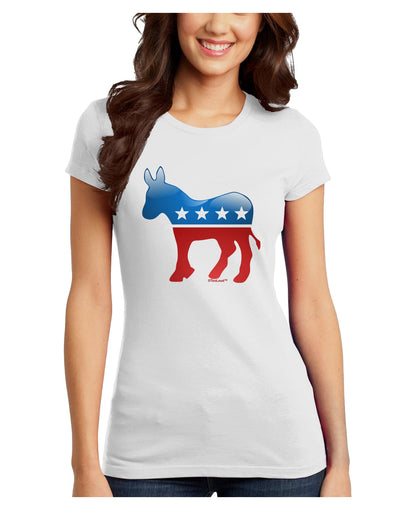 Democrat Bubble Symbol Juniors Petite T-Shirt-T-Shirts Juniors Tops-TooLoud-White-Juniors Fitted X-Small-Davson Sales