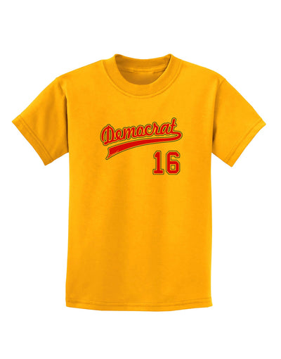 Democrat Jersey 16 Childrens T-Shirt-Childrens T-Shirt-TooLoud-Gold-X-Small-Davson Sales