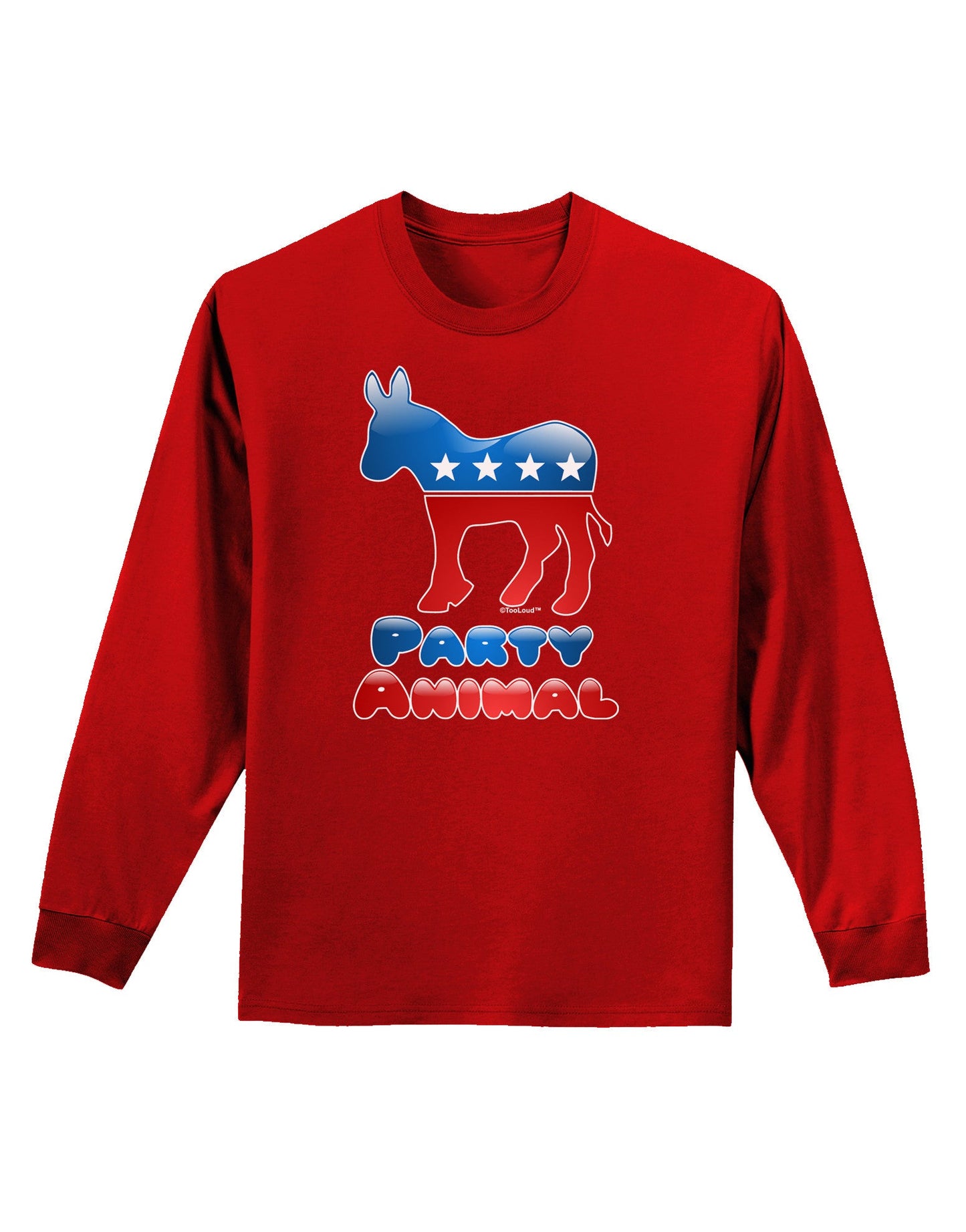 Democrat Party Animal Adult Long Sleeve Dark T-Shirt-TooLoud-Red-Small-Davson Sales