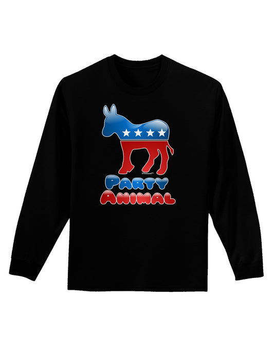 Democrat Party Animal Adult Long Sleeve Dark T-Shirt-TooLoud-Black-Small-Davson Sales