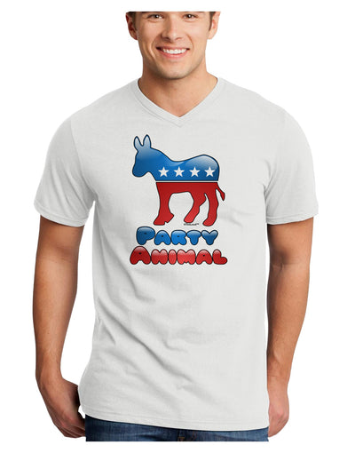 Democrat Party Animal Adult V-Neck T-shirt-Mens V-Neck T-Shirt-TooLoud-White-Small-Davson Sales