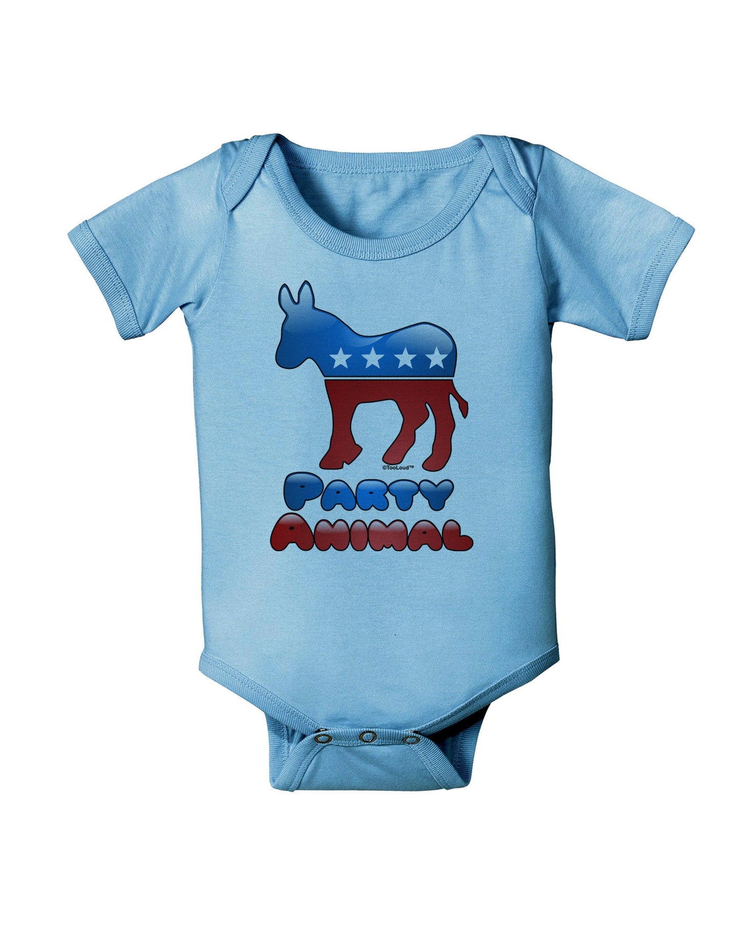 Democrat Party Animal Baby Romper Bodysuit-Baby Romper-TooLoud-LightBlue-06-Months-Davson Sales