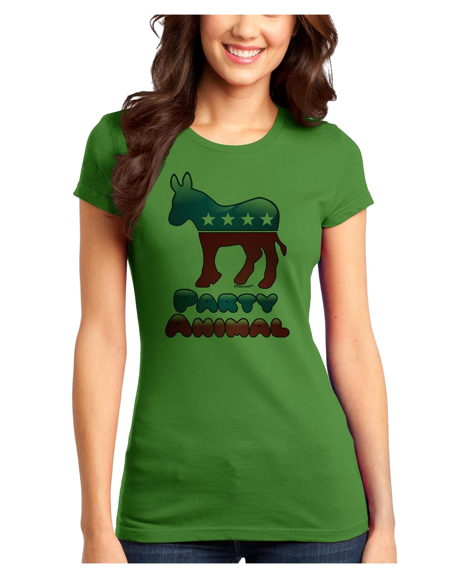 Democrat Party Animal Juniors Petite T-Shirt-T-Shirts Juniors Tops-TooLoud-Kiwi-Green-Juniors Fitted X-Small-Davson Sales