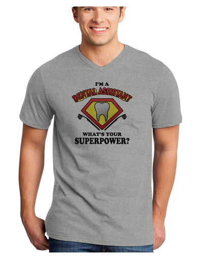 Dental Assistant - Superpower Adult V-Neck T-shirt-Mens V-Neck T-Shirt-TooLoud-HeatherGray-Small-Davson Sales