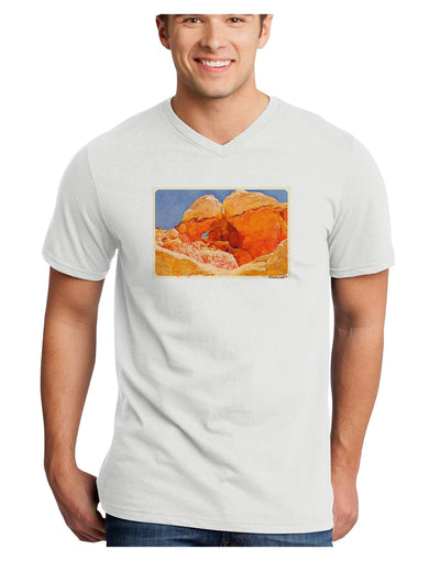 Desert Landscape Watercolor Adult V-Neck T-shirt-Mens V-Neck T-Shirt-TooLoud-White-Small-Davson Sales