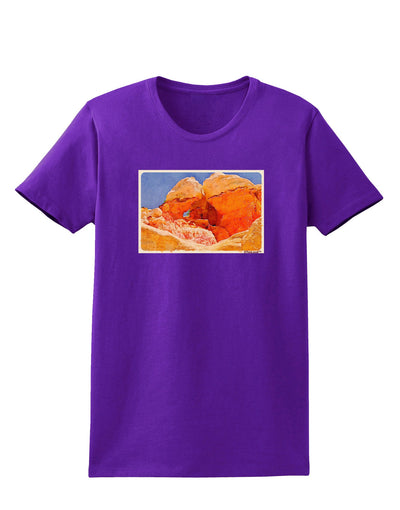 Desert Landscape Watercolor Womens Dark T-Shirt-TooLoud-Purple-X-Small-Davson Sales