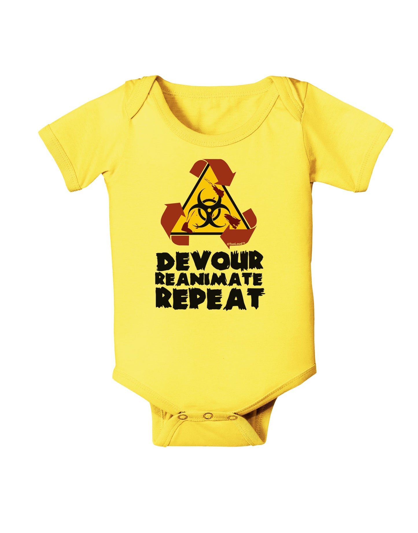 Devour Reanimate Repeat Baby Romper Bodysuit by TooLoud-Baby Romper-TooLoud-Yellow-06-Months-Davson Sales