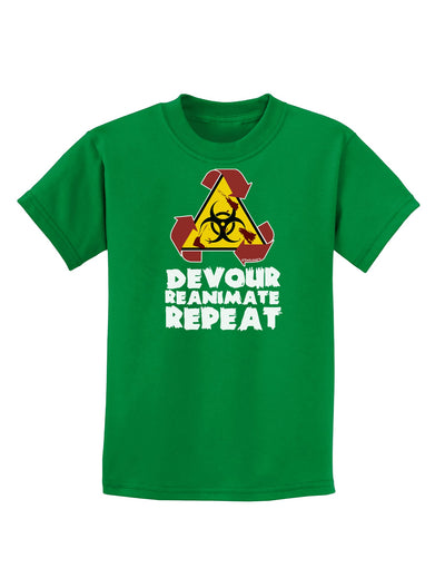 Devour Reanimate Repeat Childrens Dark T-Shirt by TooLoud-Childrens T-Shirt-TooLoud-Kelly-Green-X-Small-Davson Sales