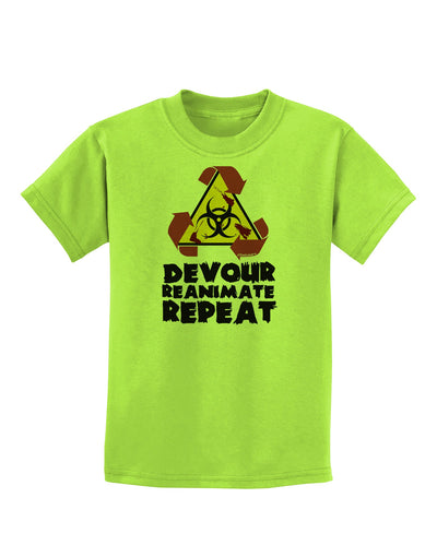 Devour Reanimate Repeat Childrens T-Shirt by TooLoud-Childrens T-Shirt-TooLoud-Lime-Green-X-Small-Davson Sales