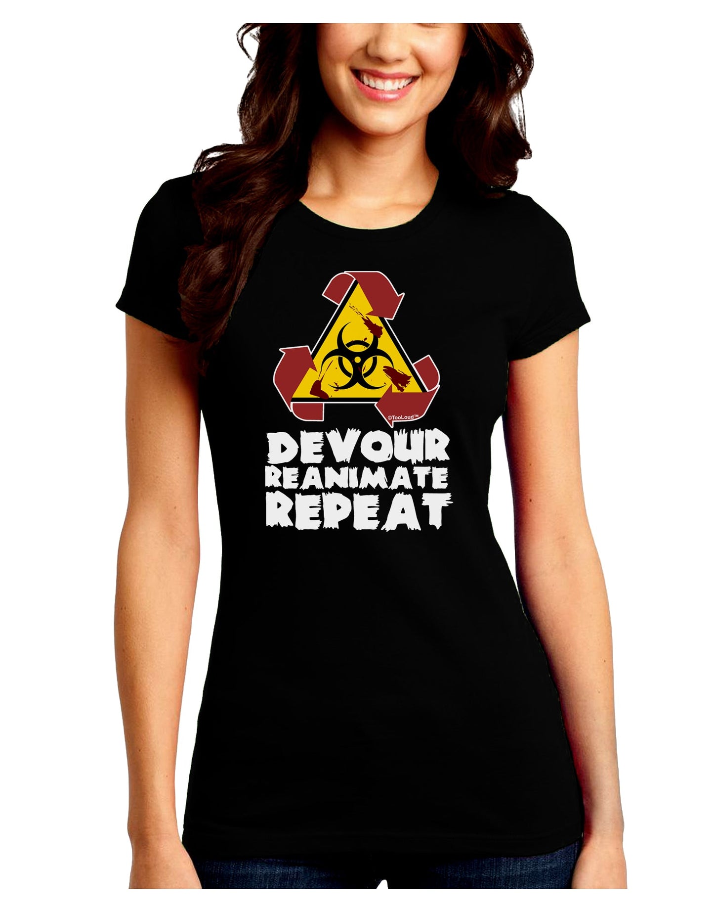 Devour Reanimate Repeat Juniors Crew Dark T-Shirt by TooLoud-T-Shirts Juniors Tops-TooLoud-Black-Juniors Fitted Small-Davson Sales