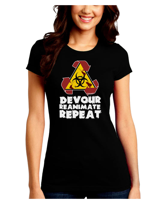 Devour Reanimate Repeat Juniors Crew Dark T-Shirt by TooLoud-T-Shirts Juniors Tops-TooLoud-Black-Juniors Fitted Small-Davson Sales