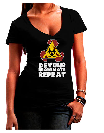 Devour Reanimate Repeat Juniors V-Neck Dark T-Shirt by TooLoud-Womens V-Neck T-Shirts-TooLoud-Black-Juniors Fitted Small-Davson Sales