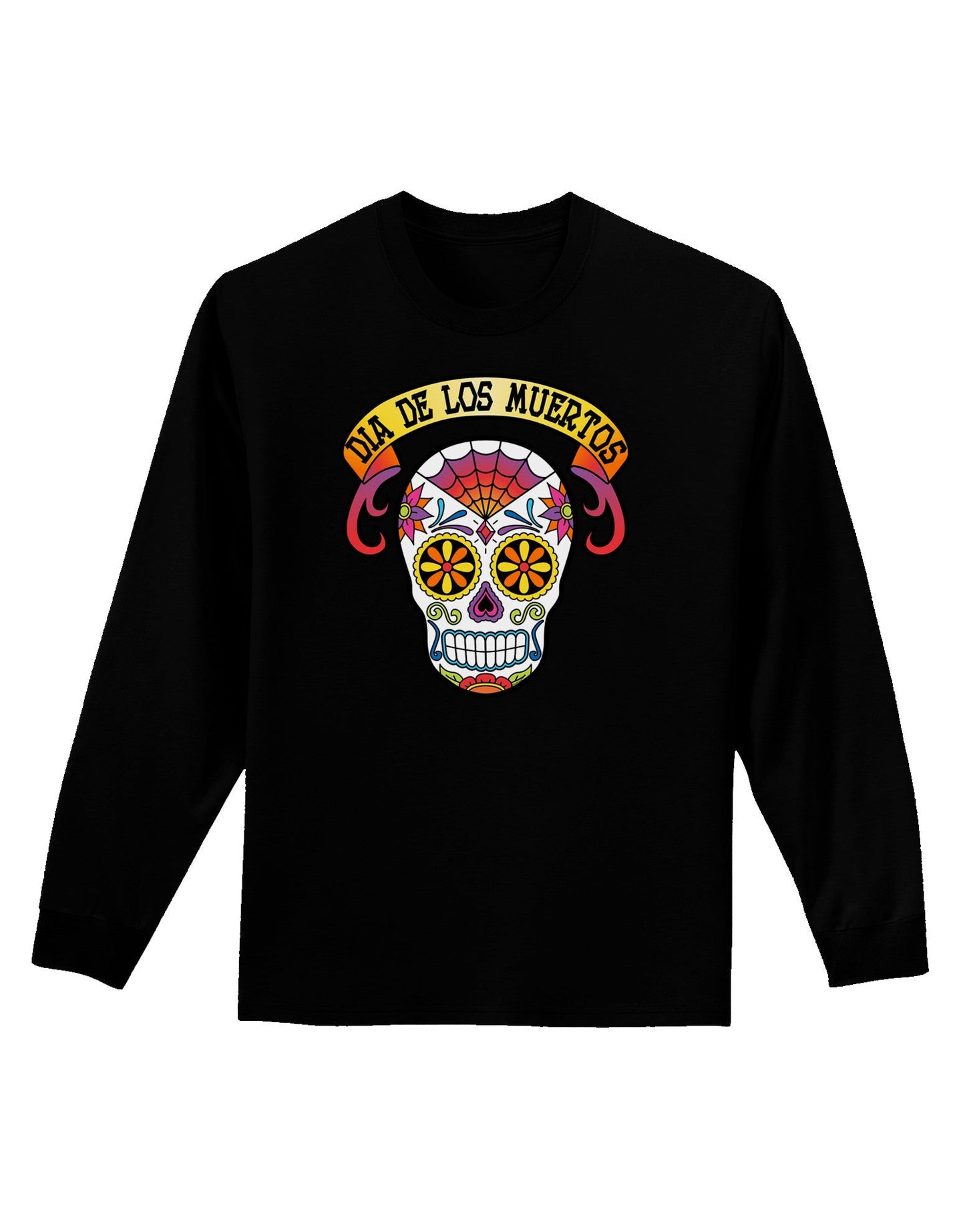Dia de los Muertos Calavera Adult Long Sleeve Dark T-Shirt-TooLoud-Black-Small-Davson Sales