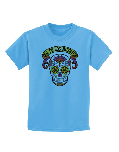 Dia de los Muertos Calavera Childrens T-Shirt-Childrens T-Shirt-TooLoud-Aquatic-Blue-X-Small-Davson Sales