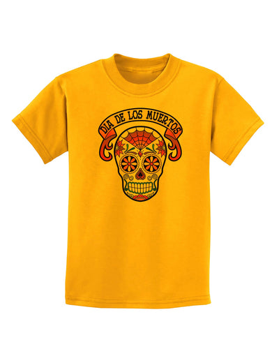 Dia de los Muertos Calavera Childrens T-Shirt-Childrens T-Shirt-TooLoud-Gold-X-Small-Davson Sales