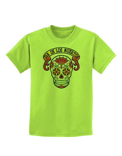 Dia de los Muertos Calavera Childrens T-Shirt-Childrens T-Shirt-TooLoud-Lime-Green-X-Small-Davson Sales