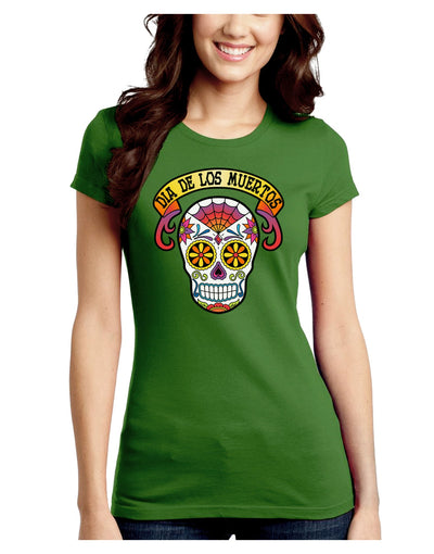 Dia de los Muertos Calavera Juniors Crew Dark T-Shirt-T-Shirts Juniors Tops-TooLoud-Kiwi-Green-Juniors Fitted Small-Davson Sales