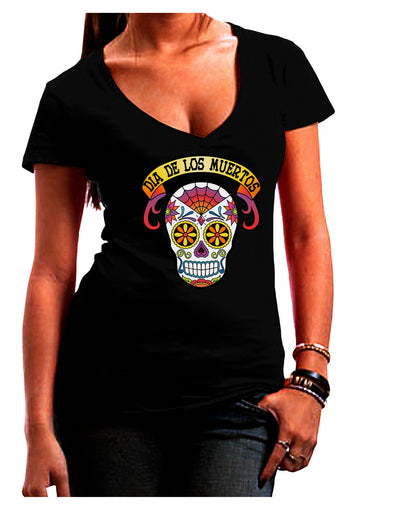 Dia de los Muertos Calavera Juniors V-Neck Dark T-Shirt-Womens V-Neck T-Shirts-TooLoud-Black-Juniors Fitted Small-Davson Sales