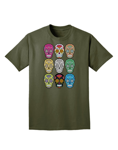 Dia de los Muertos Calaveras Sugar Skulls Adult Dark T-Shirt-Mens T-Shirt-TooLoud-Military-Green-Small-Davson Sales