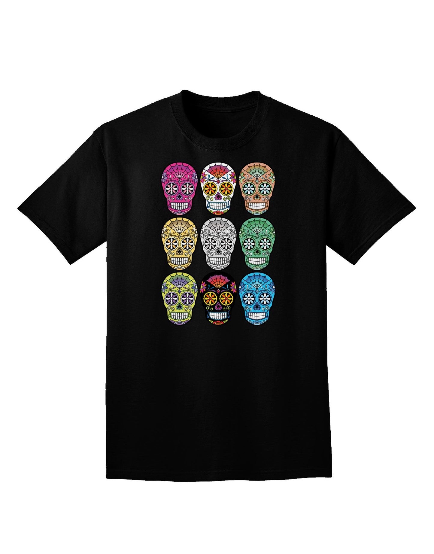 Dia de los Muertos Calaveras Sugar Skulls Adult Dark V-Neck T-Shirt-TooLoud-Black-Small-Davson Sales