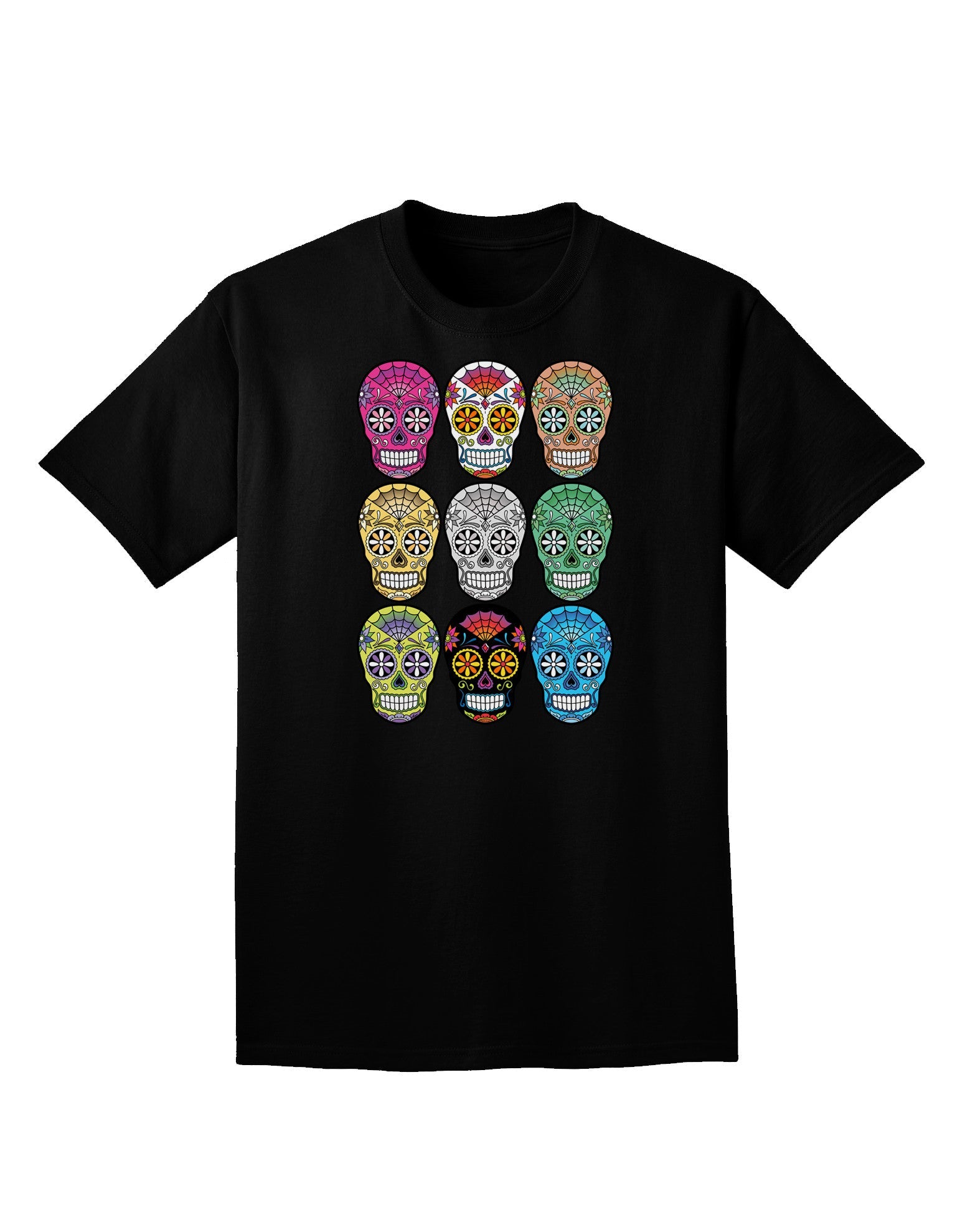 Dia de los Muertos Calaveras Sugar Skulls Adult Dark V-Neck T-Shirt-TooLoud-Black-Small-Davson Sales