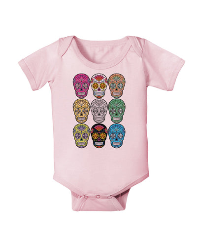 Dia de los Muertos Calaveras Sugar Skulls Baby Romper Bodysuit-Baby Romper-TooLoud-Light-Pink-06-Months-Davson Sales