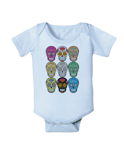 Dia de los Muertos Calaveras Sugar Skulls Baby Romper Bodysuit-Baby Romper-TooLoud-Light-Blue-06-Months-Davson Sales