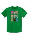 Dia de los Muertos Calaveras Sugar Skulls Childrens Dark T-Shirt-Childrens T-Shirt-TooLoud-Kelly-Green-X-Small-Davson Sales