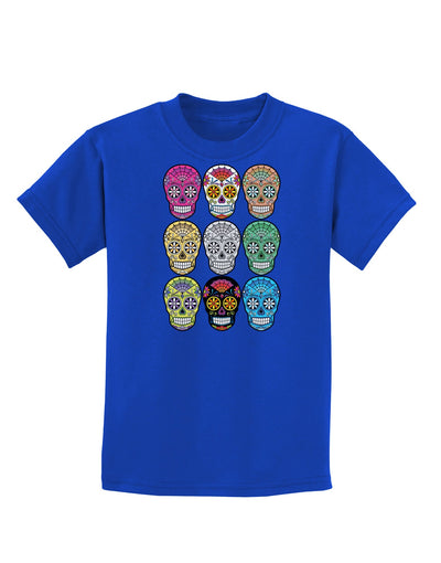 Dia de los Muertos Calaveras Sugar Skulls Childrens Dark T-Shirt-Childrens T-Shirt-TooLoud-Royal-Blue-X-Small-Davson Sales