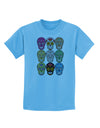 Dia de los Muertos Calaveras Sugar Skulls Childrens T-Shirt-Childrens T-Shirt-TooLoud-Aquatic-Blue-X-Small-Davson Sales